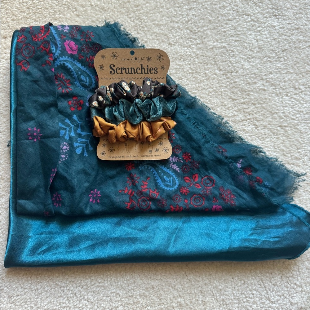 Natural Life 2 Scarf and Scrunchie Set NWT